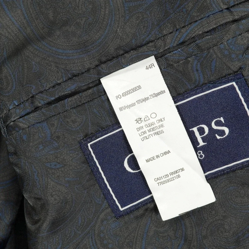 Chaps Blazer Mens 44R Black Corduroy Two Button Stretch Sport Coat Classic‎ Fit